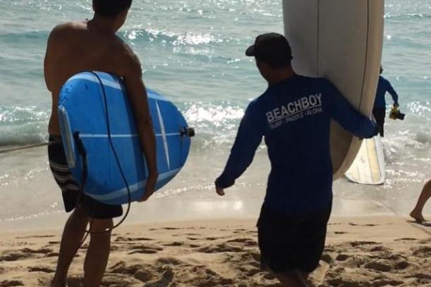 a couple of people that are standing in the sand on a beach