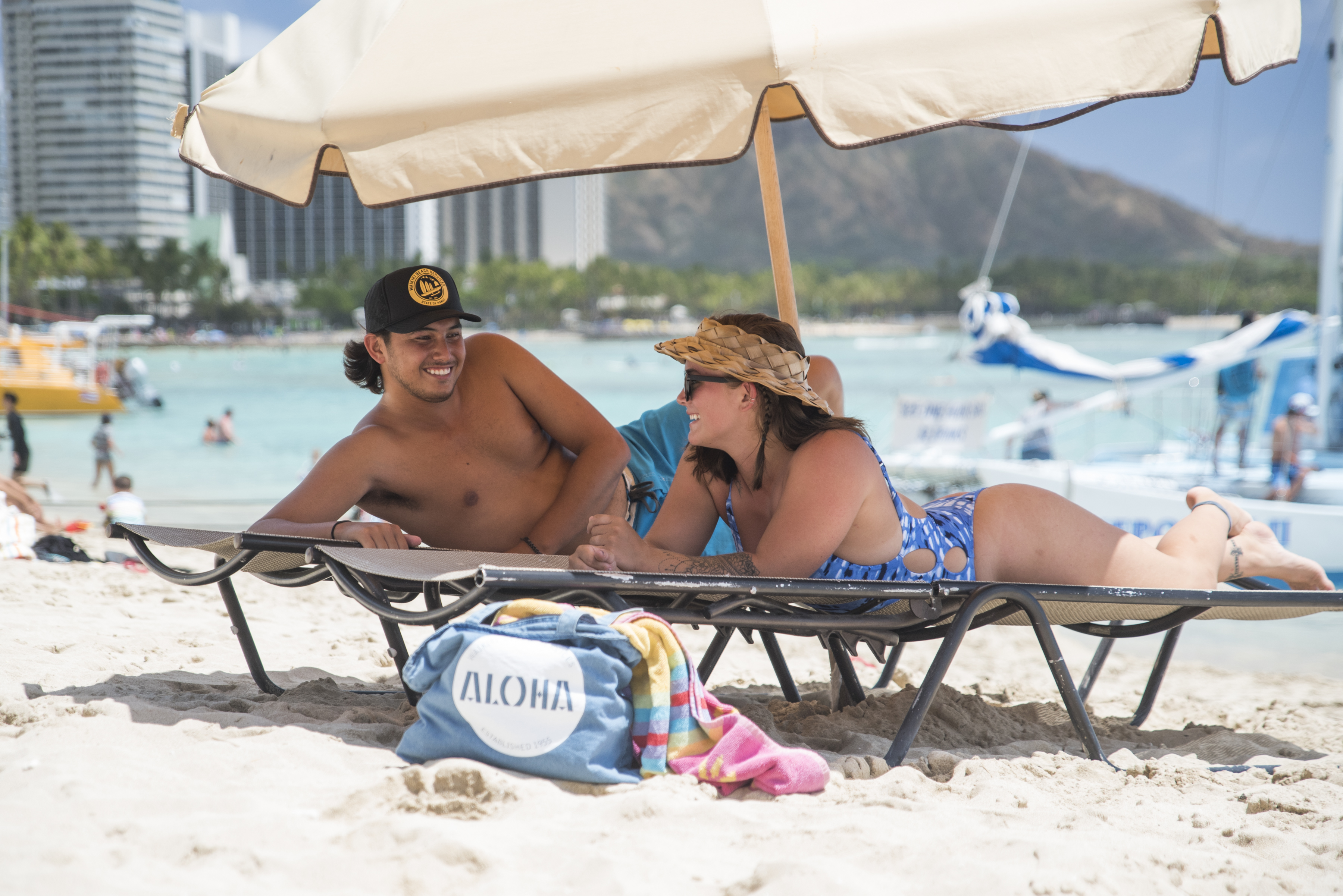 ピーチさま　専用 ビーチアンブレラ＆ビーチチェアセットレンタル｜ワイキキビーチサービス