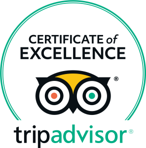 Tripadvisor Certificate of Excellence logo with an owl's face.